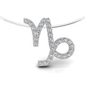 18K White Gold Zodiac Round Diamond Pendant — FRONT