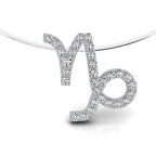 18K White Gold Zodiac Round Diamond Pendant — FRONT
