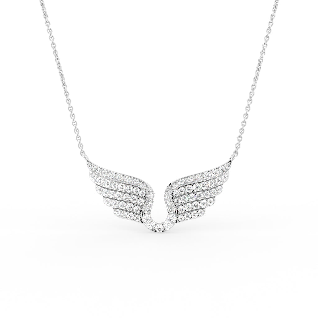 18K Angel Wings Pave Diamond Pendant — FRONT