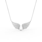 18K Angel Wings Pave Diamond Pendant — FRONT