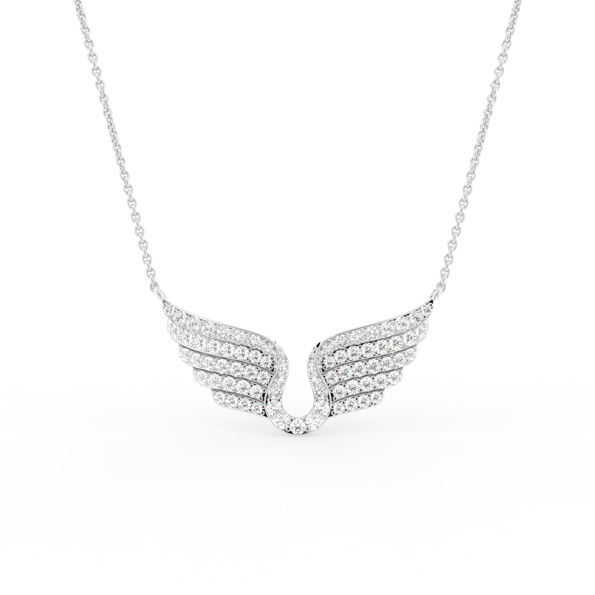 18K Angel Wings Pave Diamond Pendant — FRONT