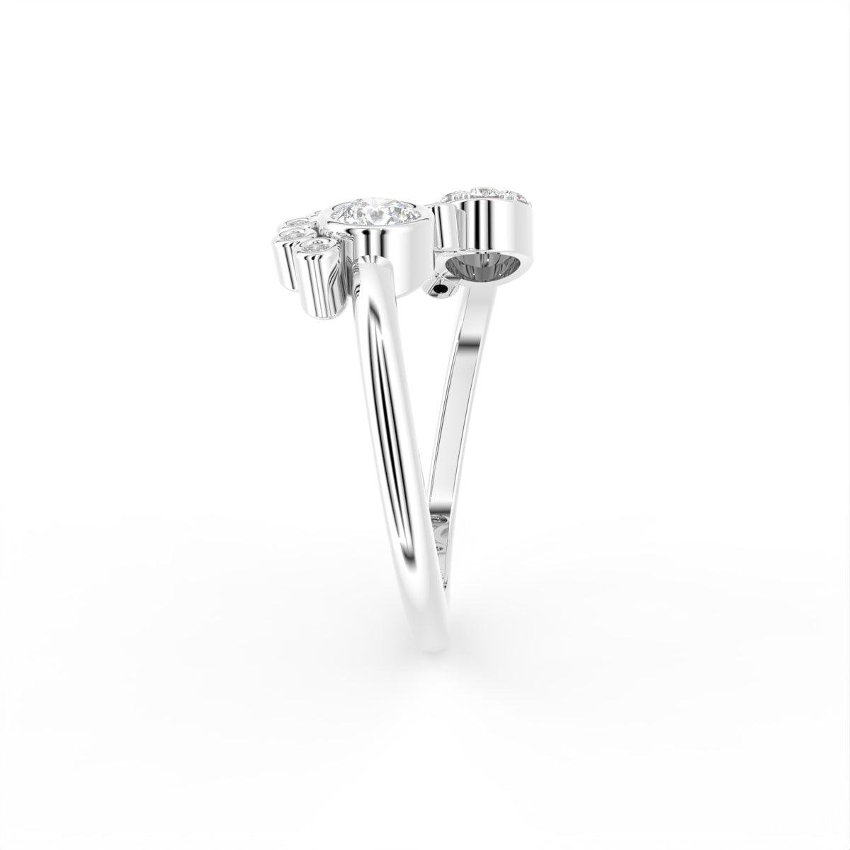 18K Bespoke Cluster Diamond Ring — SIDE