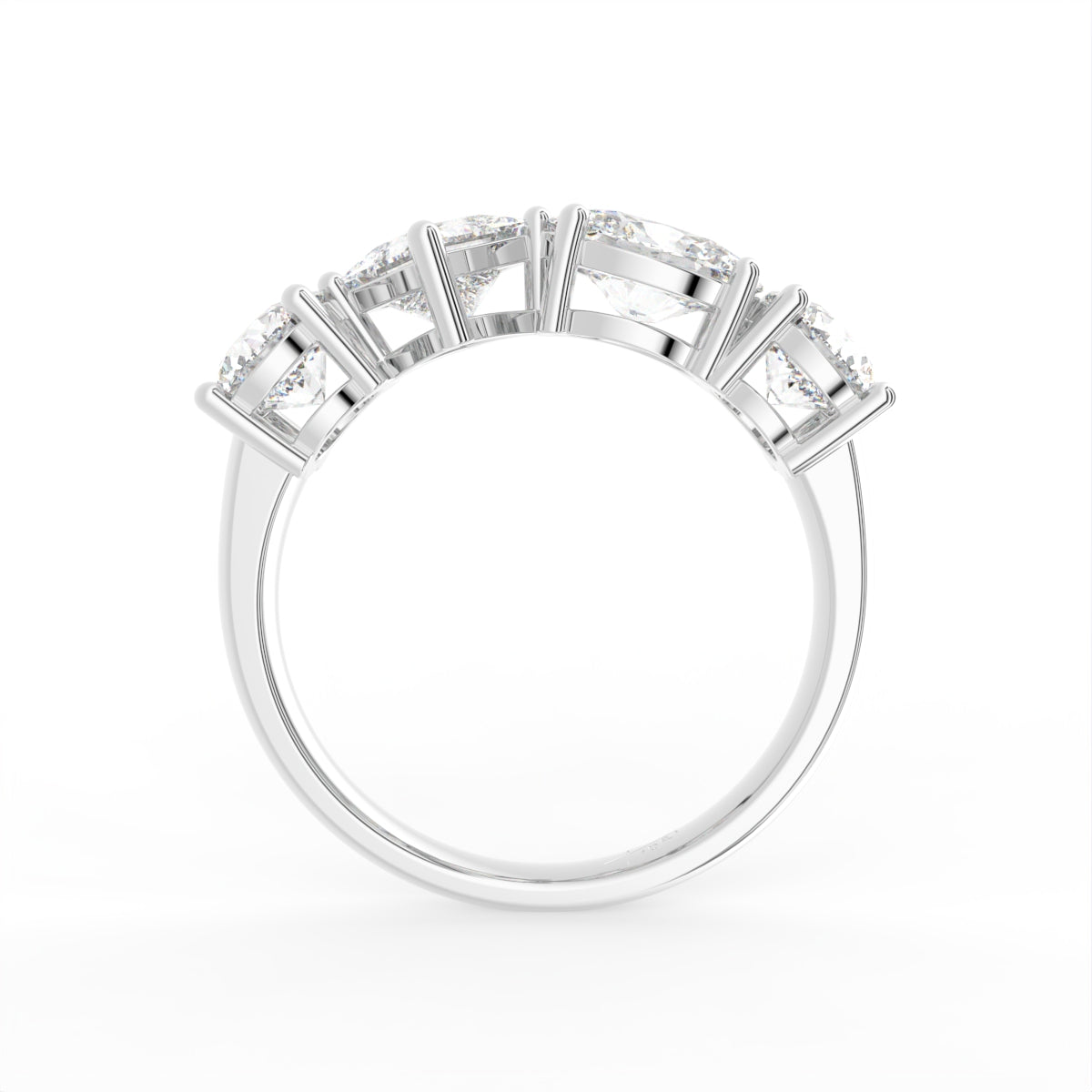 18K White Gold Half Eternity Round Diamond Ring — FRONT