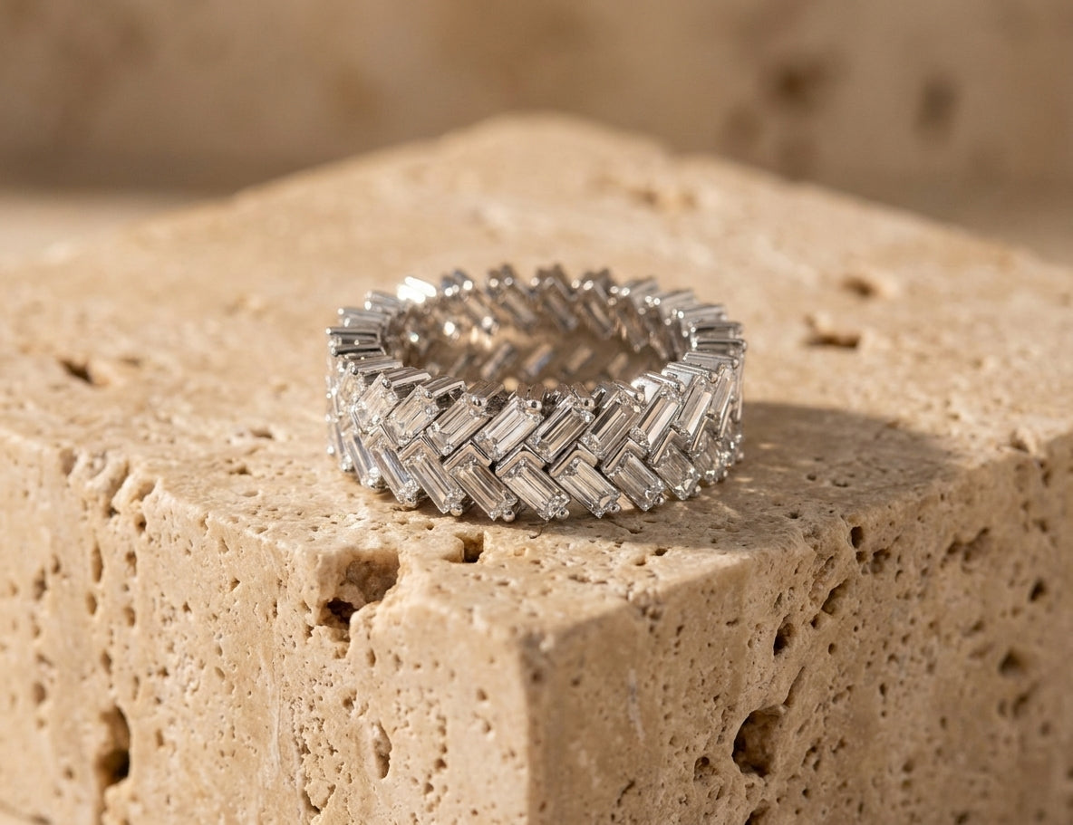 18K White Gold Eternity Baguette Diamond Ring
