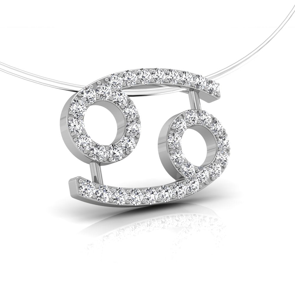 vimg:FJ3156|vimg:FJ1993|18K White Gold Zodiac Round Diamond Pendant — RIGHT