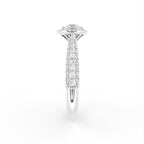 18K White Gold Halo Round Diamond Ring — SIDE