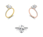 18K Shoulder Set Oval Diamond Engagement Ring — 3 COLOR