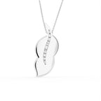 14K White Gold Floral Baguette Diamond Pendant — BACK