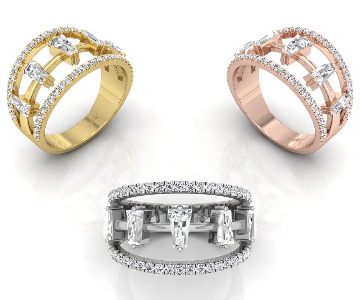 18K Baguette Diamond Eternity Ring — 3 COLOR