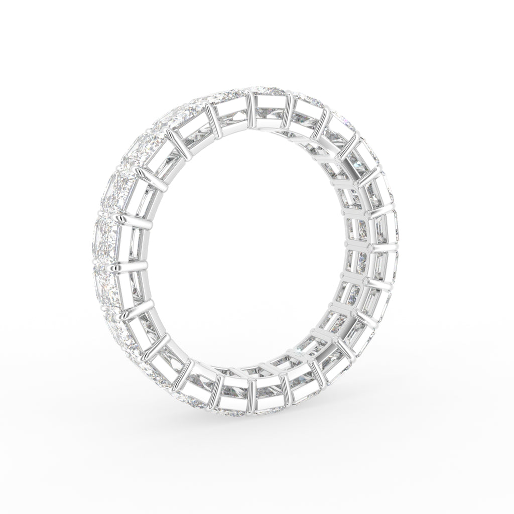 18K Full Eternity Emerald Cut Diamond Ring — 3D VIEW
