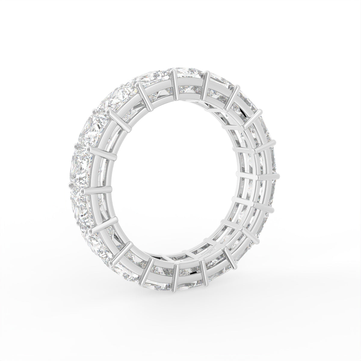 vimg:FJ3289|vimg:FJ2073|14K White Gold Full Eternity Princess Diamond Ring — 3D VIEW