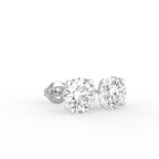 18K Round Solitaire Diamond Earrings — 3D VIEW