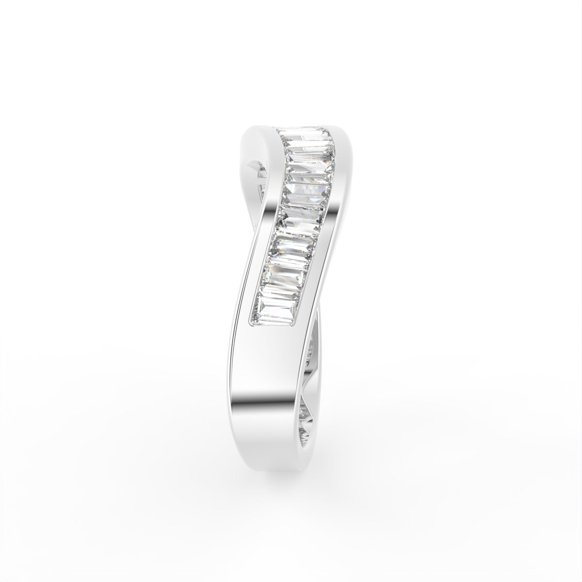 18K Yellow Gold Baguette Diamond Eternity Ring — SIDE