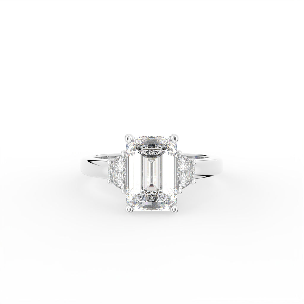 vimg:Z00297|18K Trilogy Emerald-Cut Diamond Ring — TOP