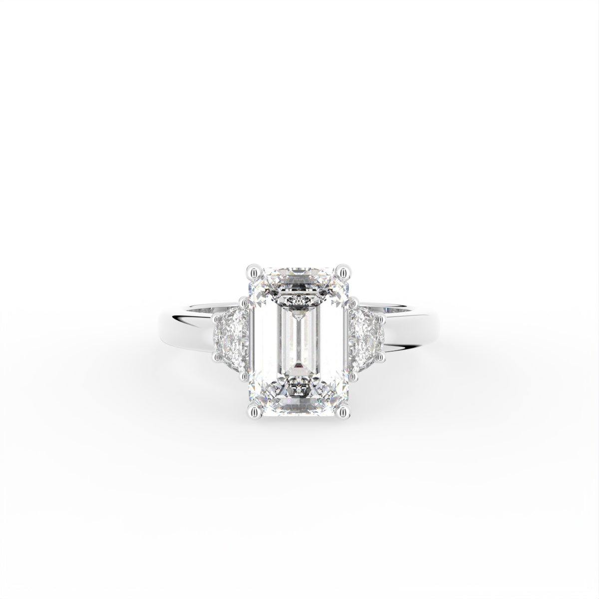 vimg:Z00297|18K Trilogy Emerald-Cut Diamond Ring — TOP