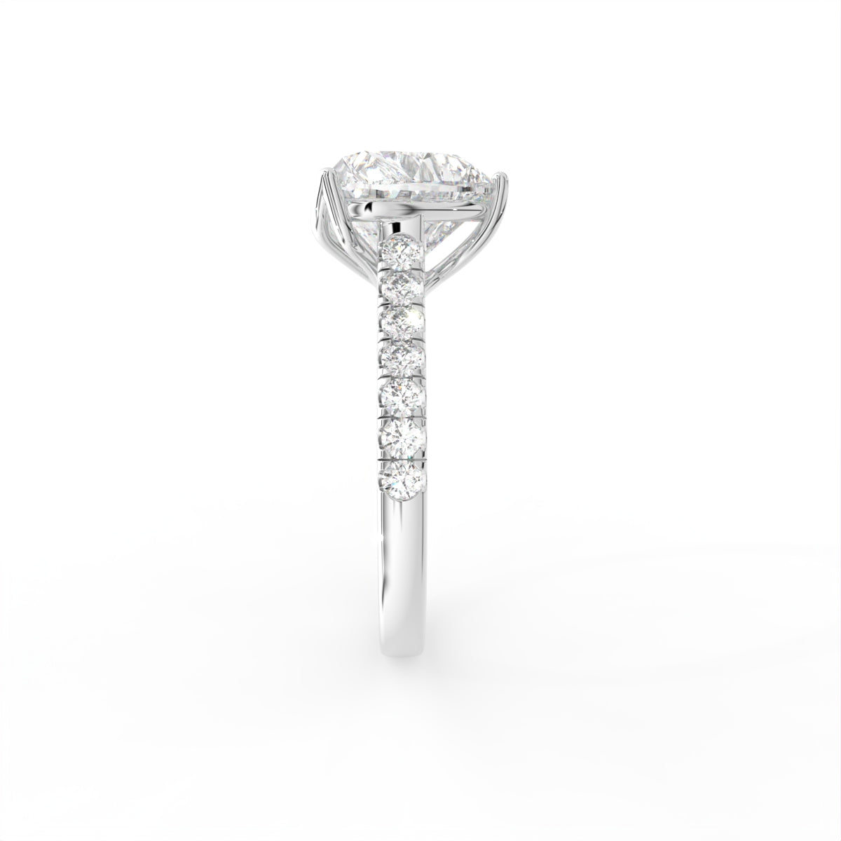 18K Solitaire Heart Diamond Engagement Ring — SIDE