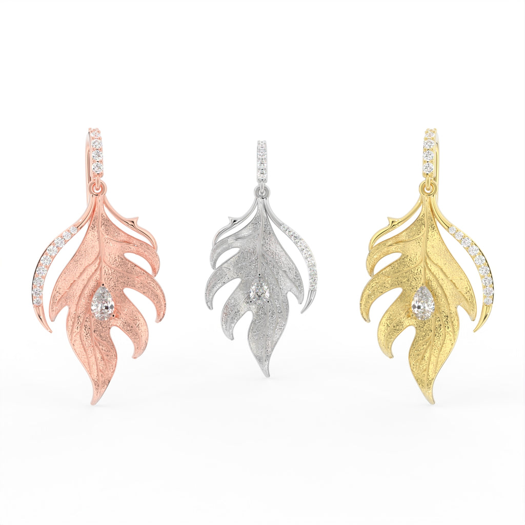 Sterling Silver Pear Diamond Earrings — 3 COLOR
