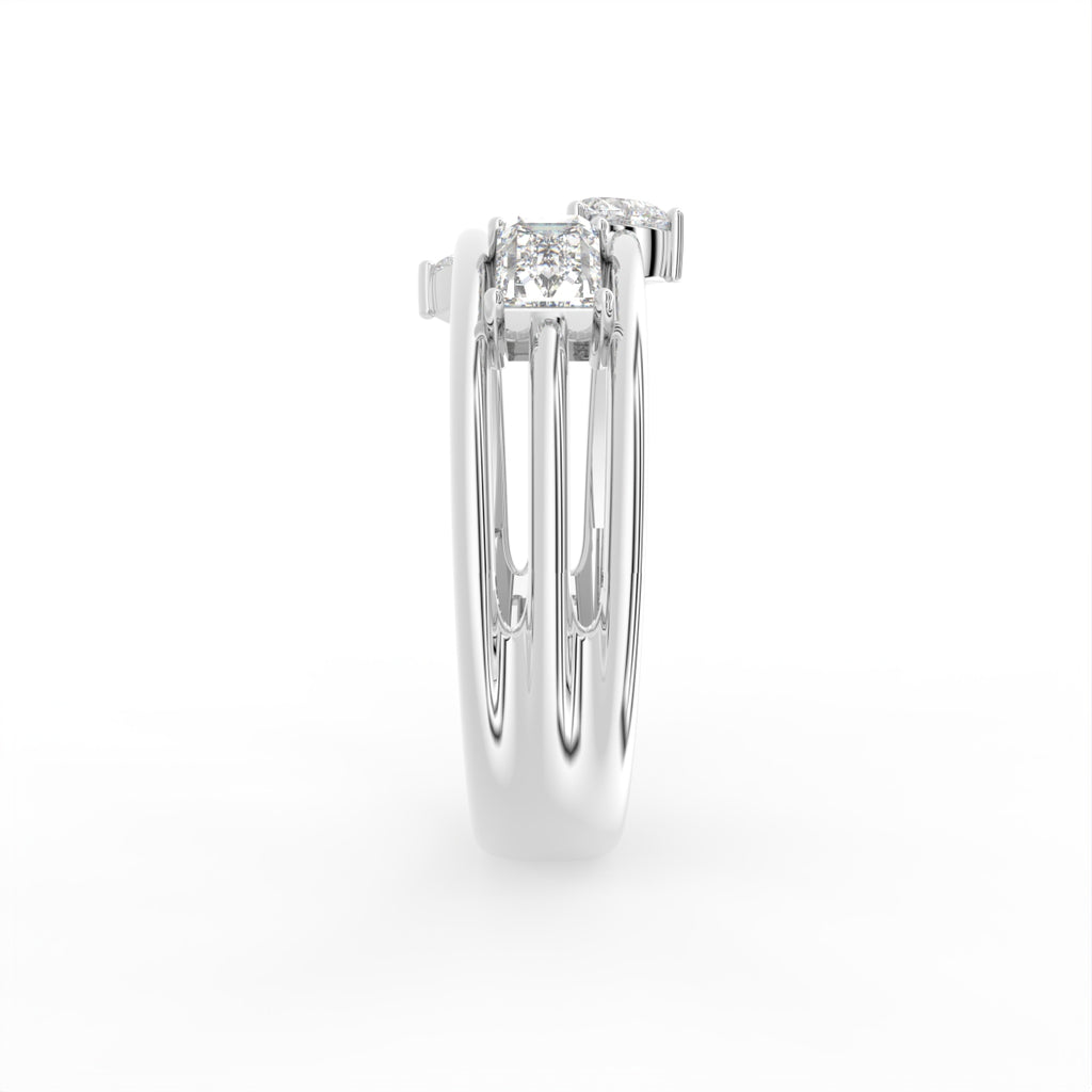 18K Triple Band Diamond Ring — SIDE