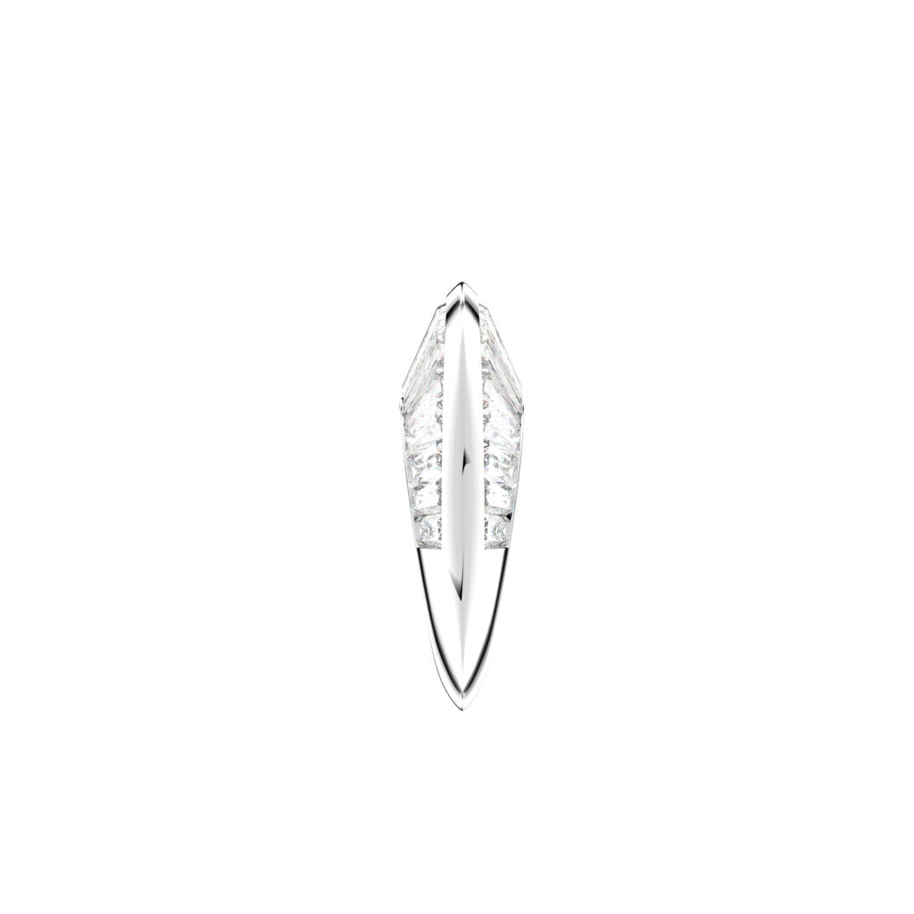 14K White Gold Baguette Diamond Dome Ring — SIDE