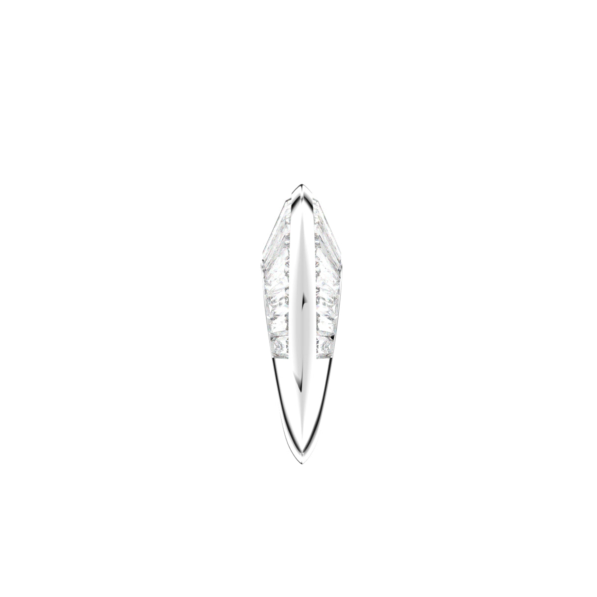 14K White Gold Baguette Diamond Dome Ring — SIDE