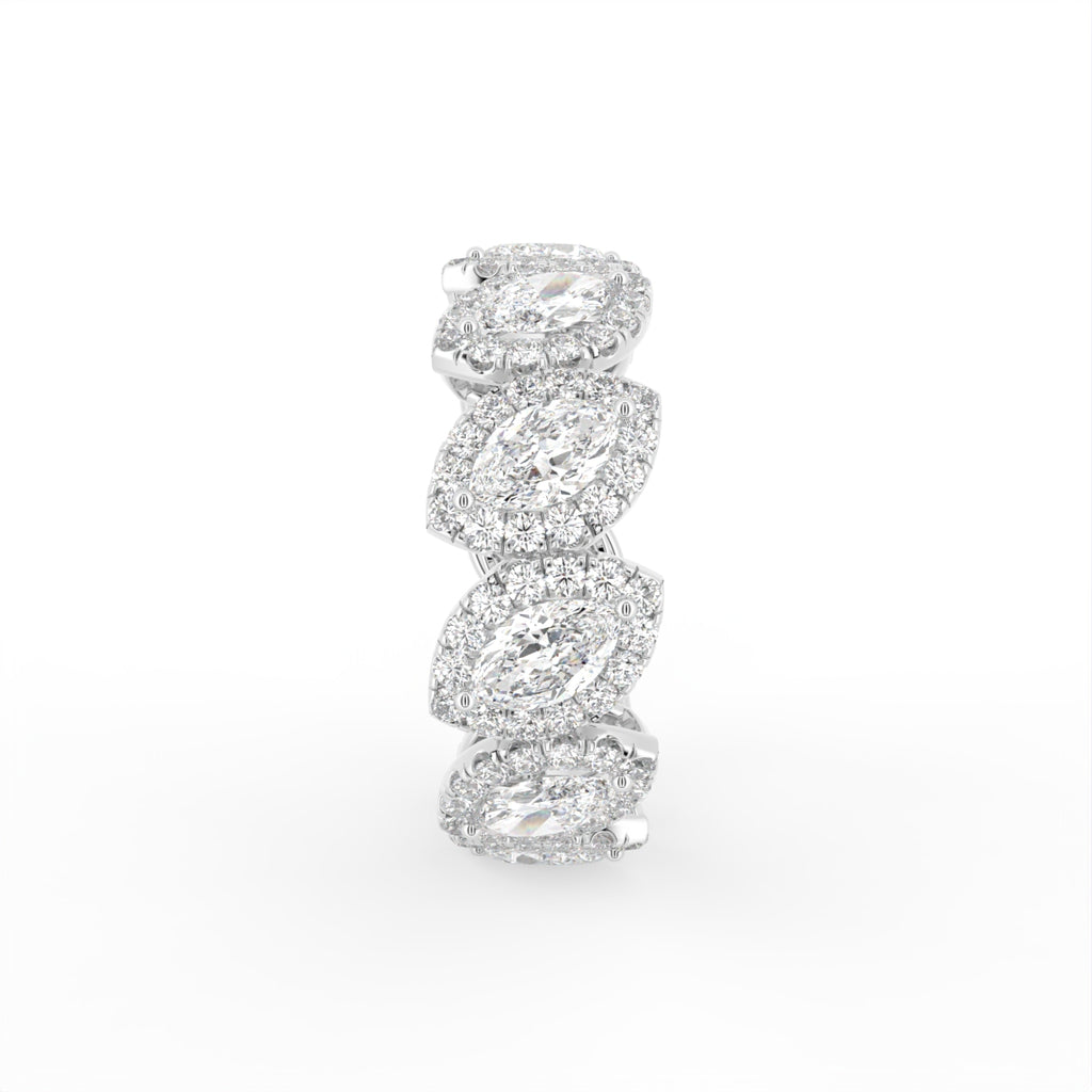 18K Full Eternity Marquise Diamond Halo Ring — SIDE