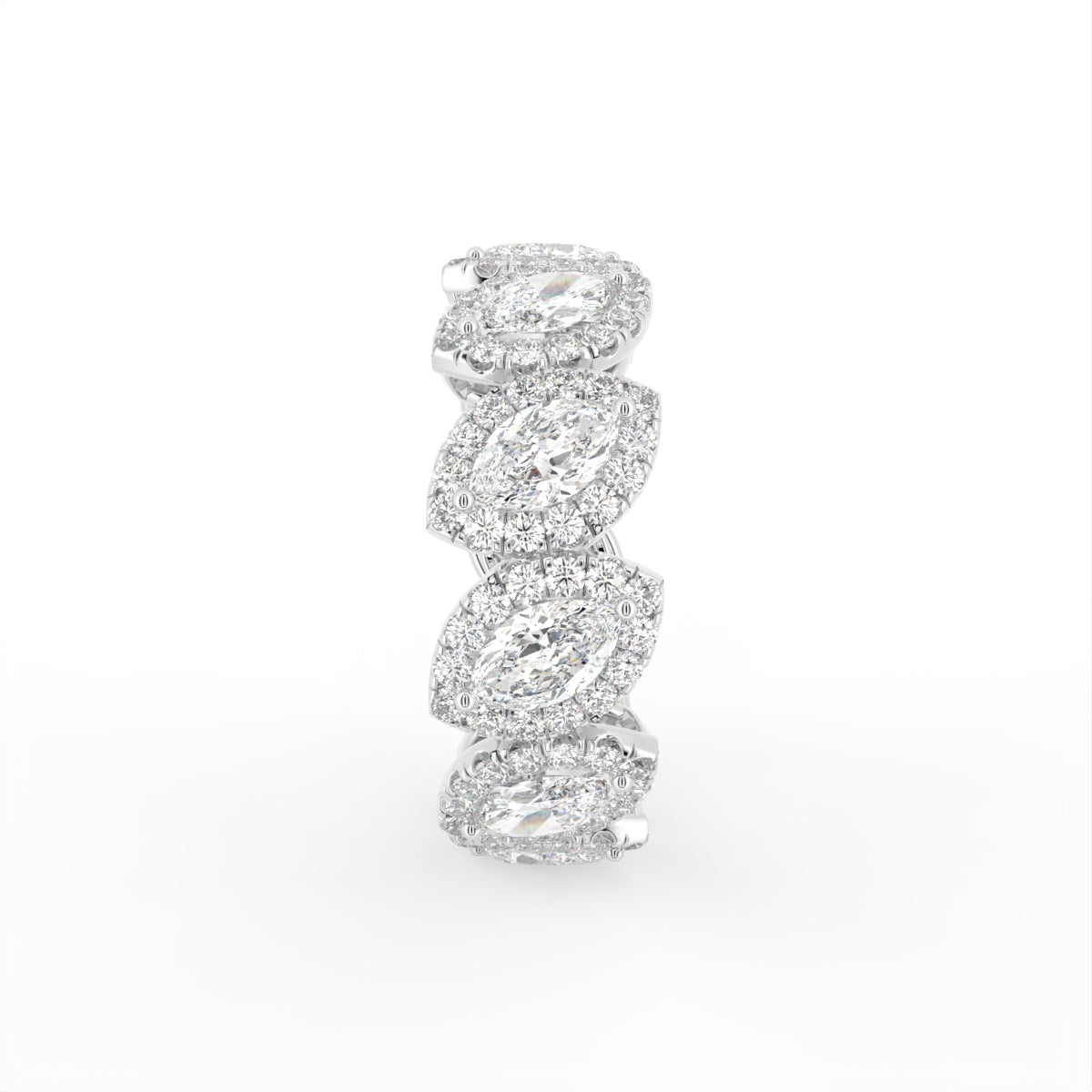 18K Full Eternity Marquise Diamond Halo Ring — SIDE
