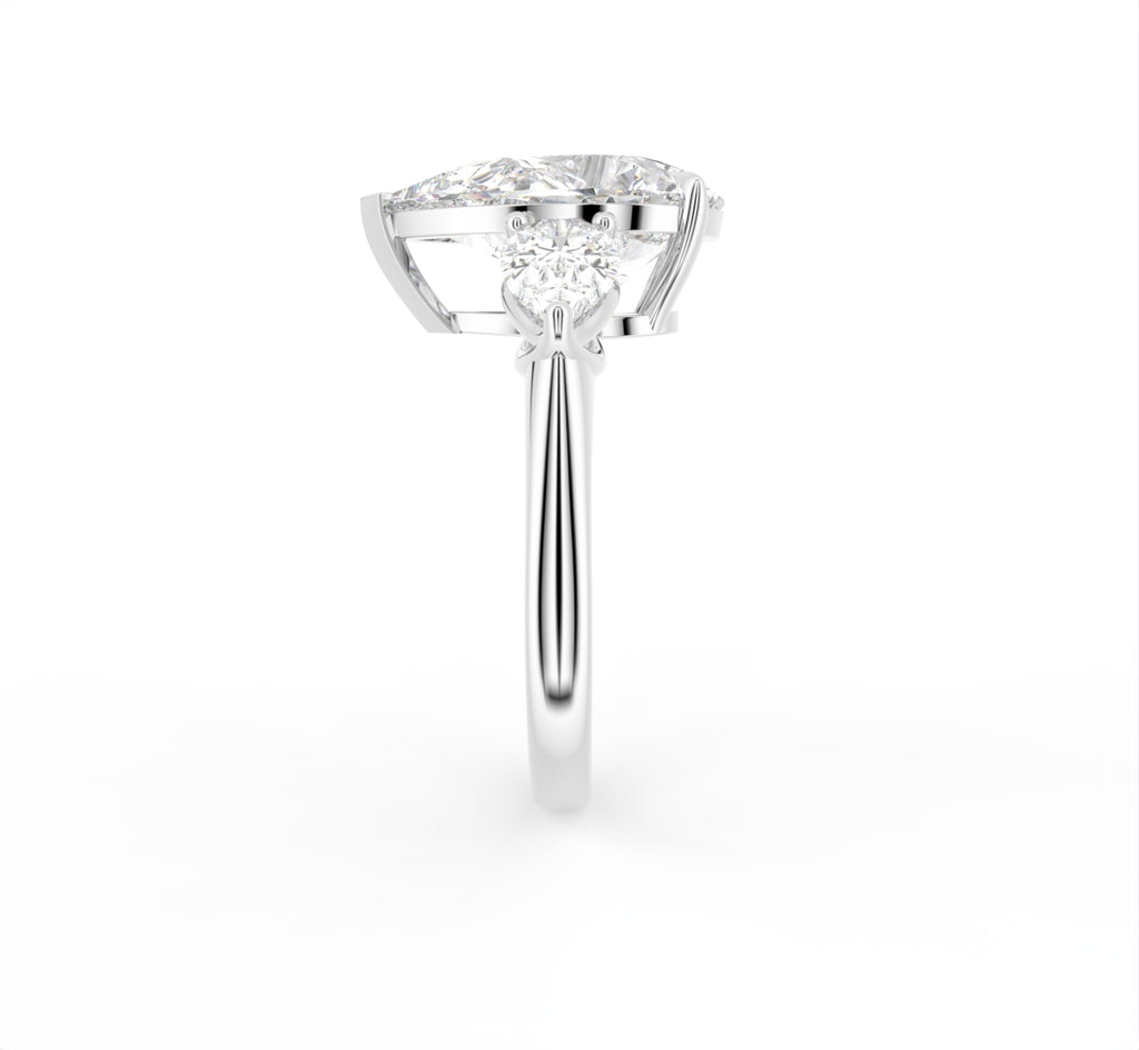 18K Trilogy Pear Diamond Ring — SIDE