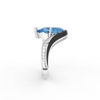 18K Blue Pear and Diamond Cocktail Ring — SIDE