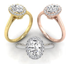 18K Halo Oval Diamond Ring — 3 COLOR