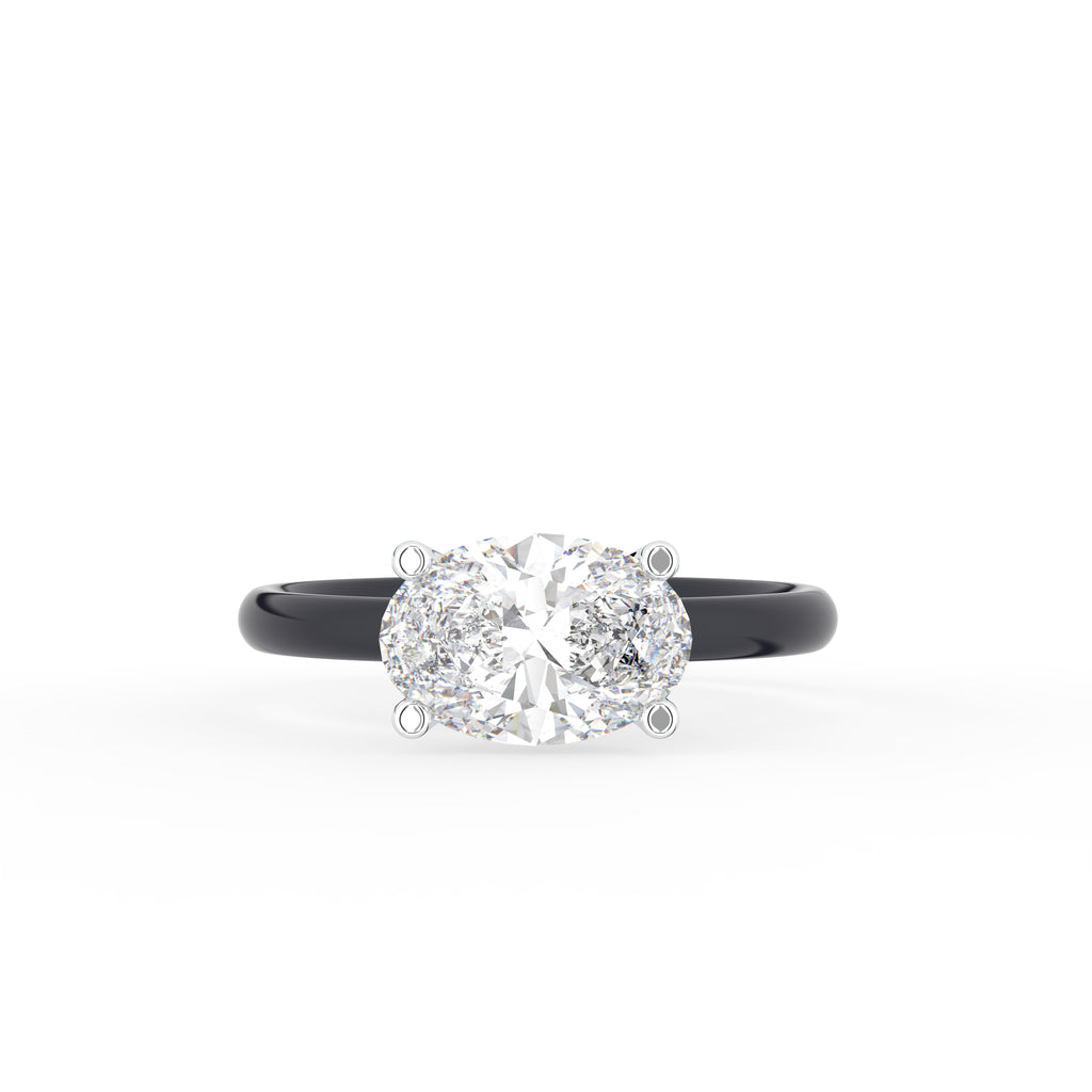 18K Oval Solitaire Diamond Engagement Ring — TOP