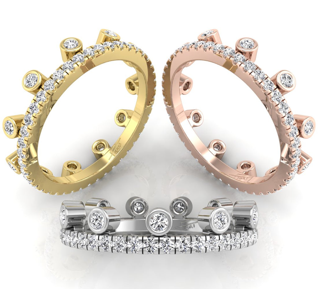 18K Yellow Gold Round Eternity Diamond Ring — 3 COLOR