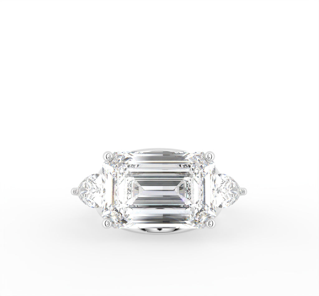 18K Trilogy Emerald Diamond Ring — TOP