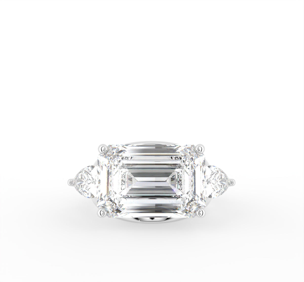 18K Trilogy Emerald Diamond Ring — TOP
