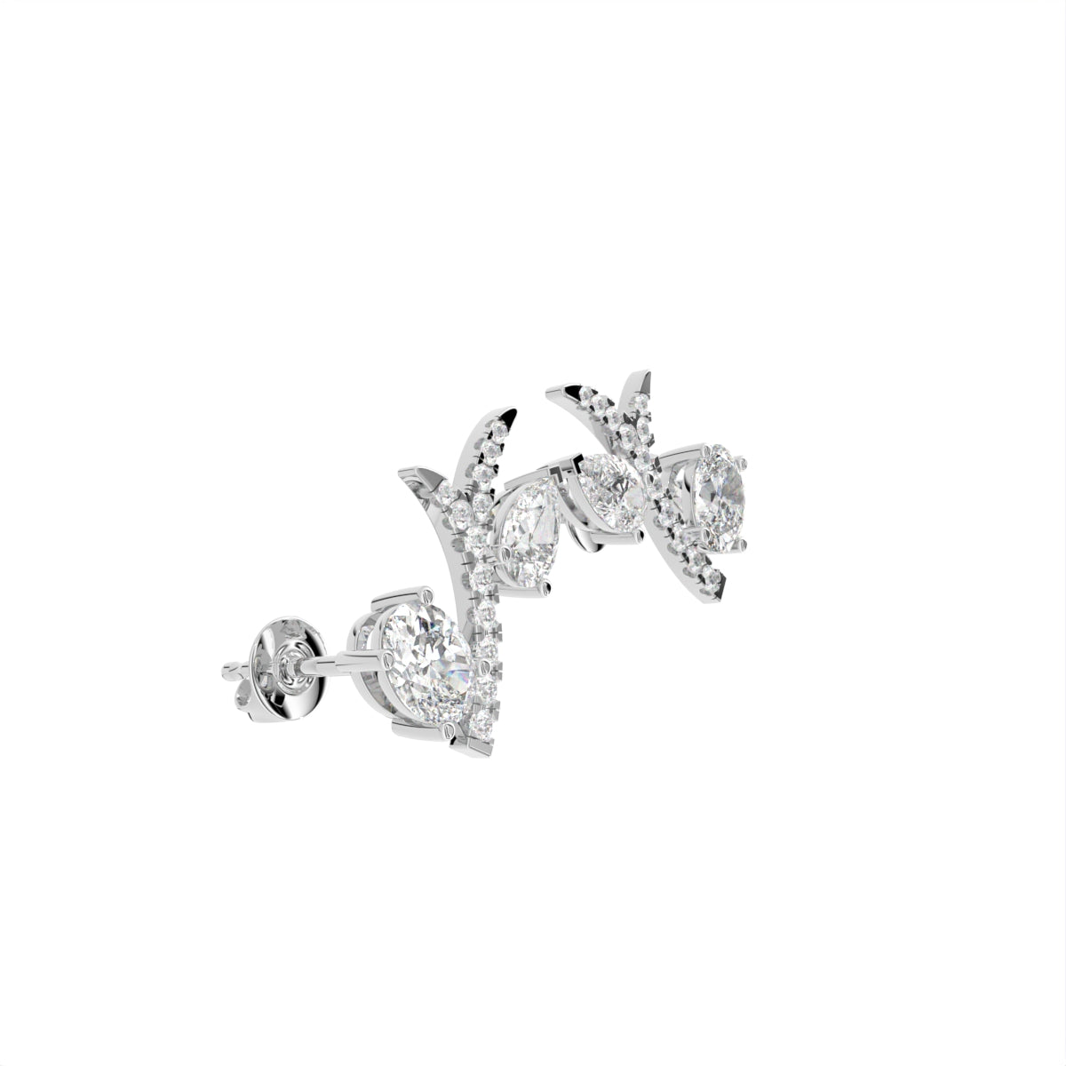 18K Diamond Earrings — 3D VIEW