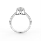 18K White Gold Halo Round Diamond Ring — FRONT
