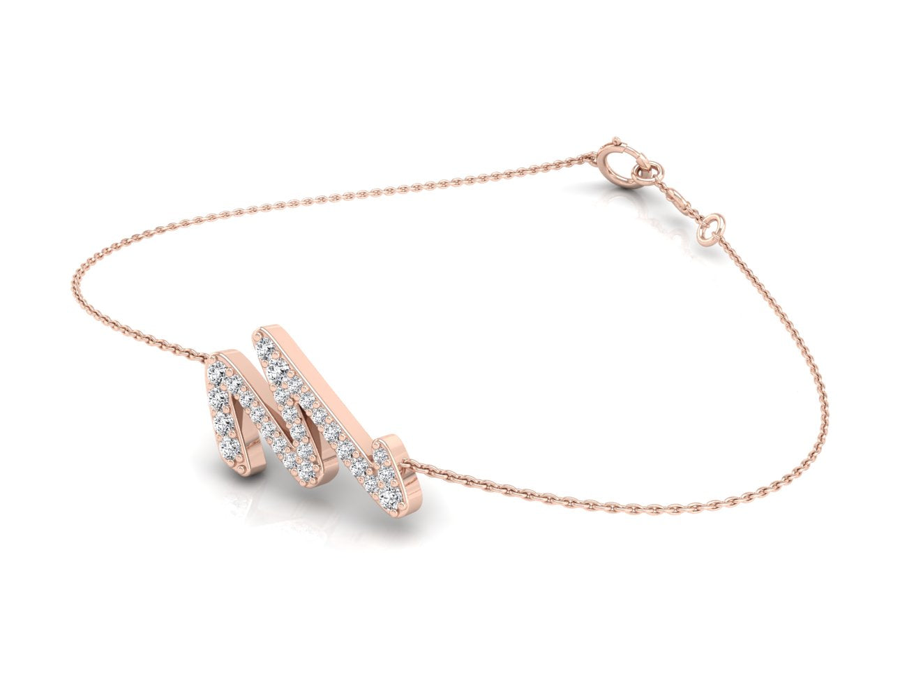 18K Alphabet Diamond Bracelet — 3D VIEW