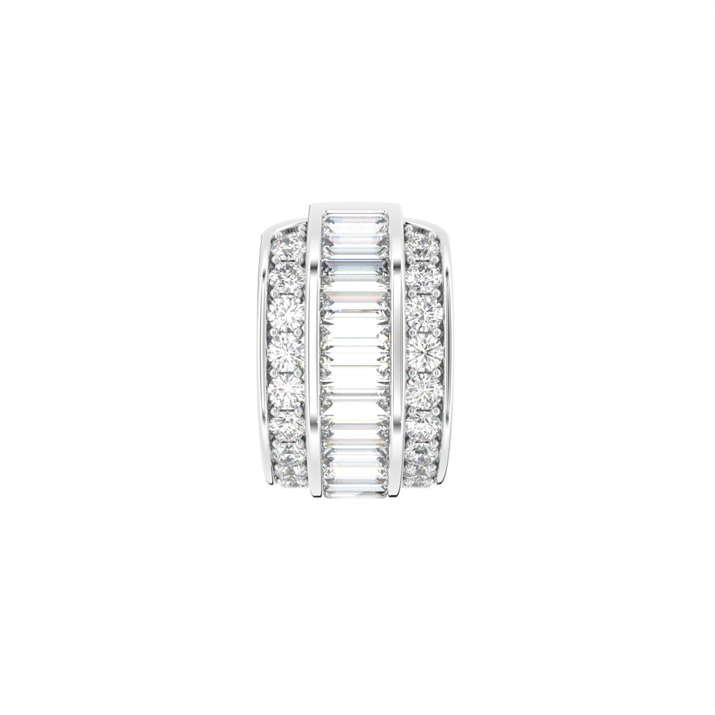 14K White Gold Baguette Diamond Piercing Earrings — TOP