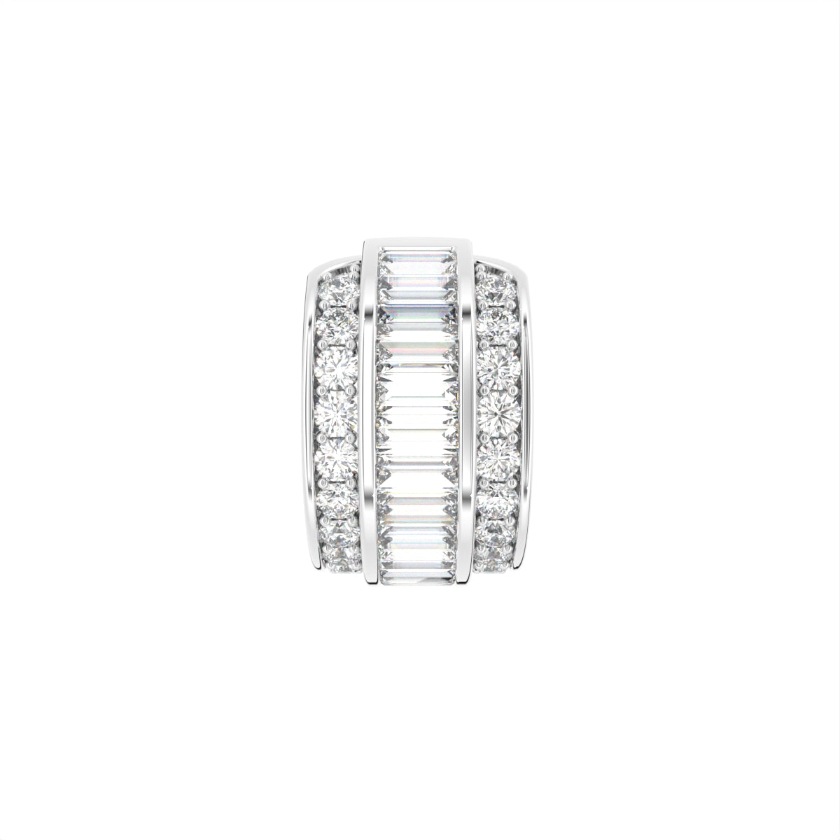14K White Gold Baguette Diamond Piercing Earrings — TOP