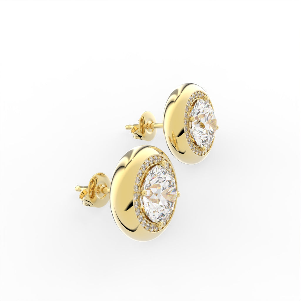 Sterling Silver Diamond Earrings — 3D / RIGHT