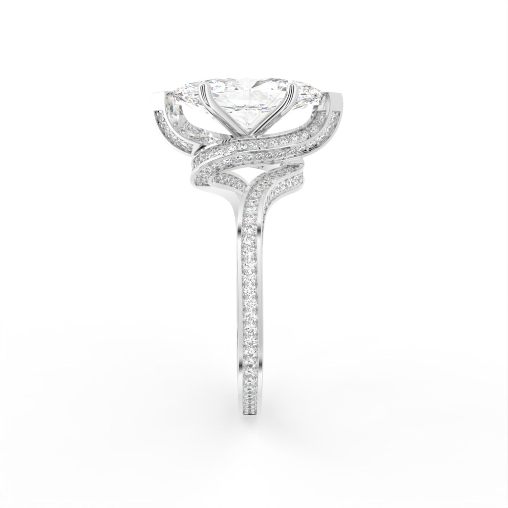 18K White Gold Marquise Diamond Engagement Ring — SIDE