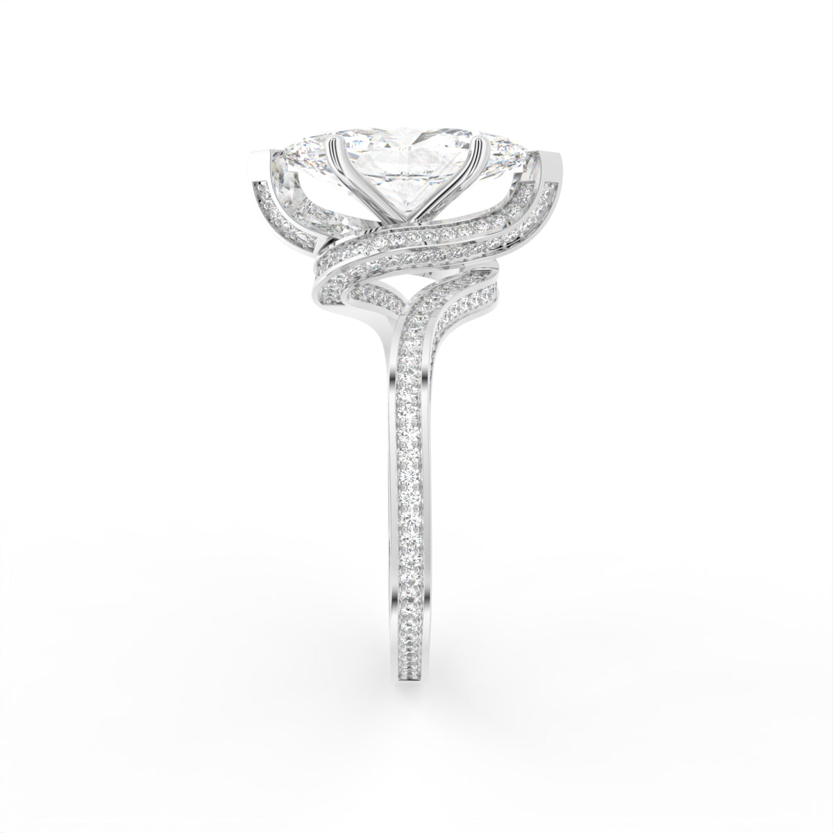18K White Gold Marquise Diamond Engagement Ring — SIDE