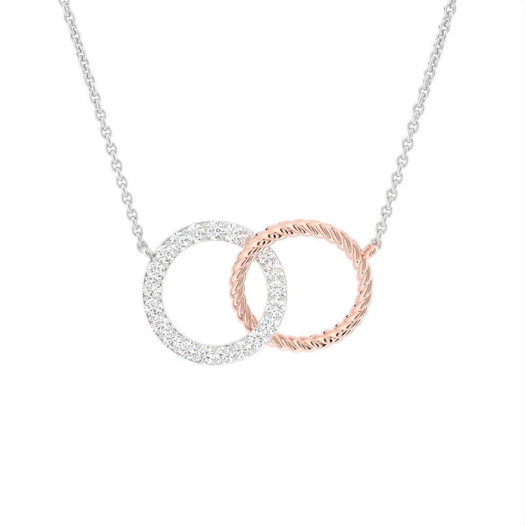 14K White Gold Anchor Chain Round Diamond Pendant — FRONT
