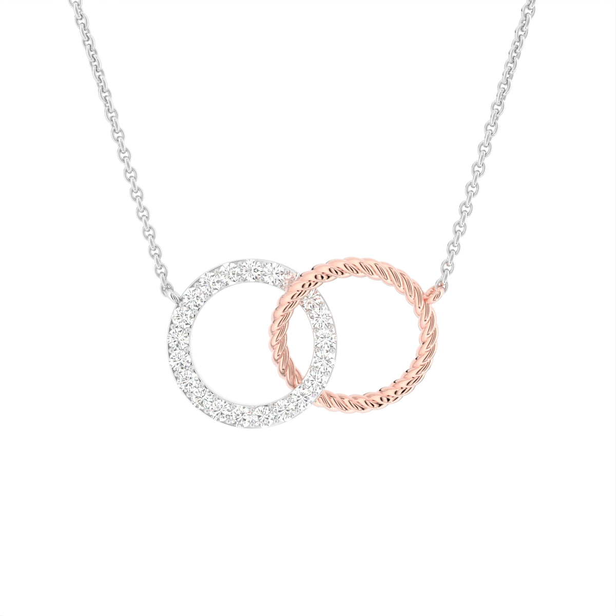 14K White Gold Anchor Chain Round Diamond Pendant — FRONT