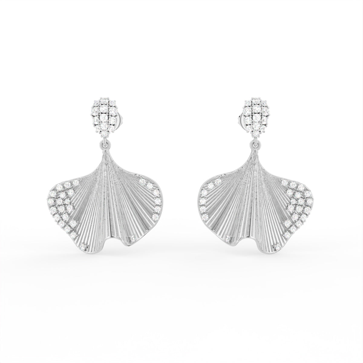 Sterling Silver Round Diamond Earrings — TOP