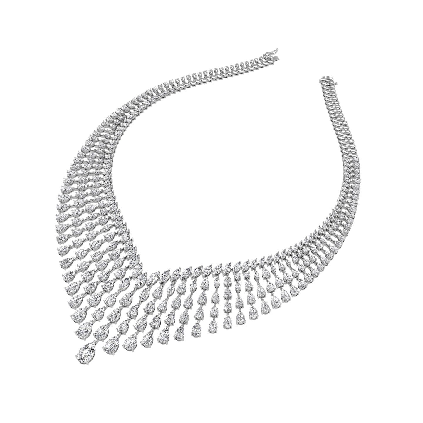 18K Teardrop Halo Diamond Necklace — 3D VIEW
