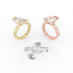 Sterling Silver Pear Diamond Ring — 3 COLOR