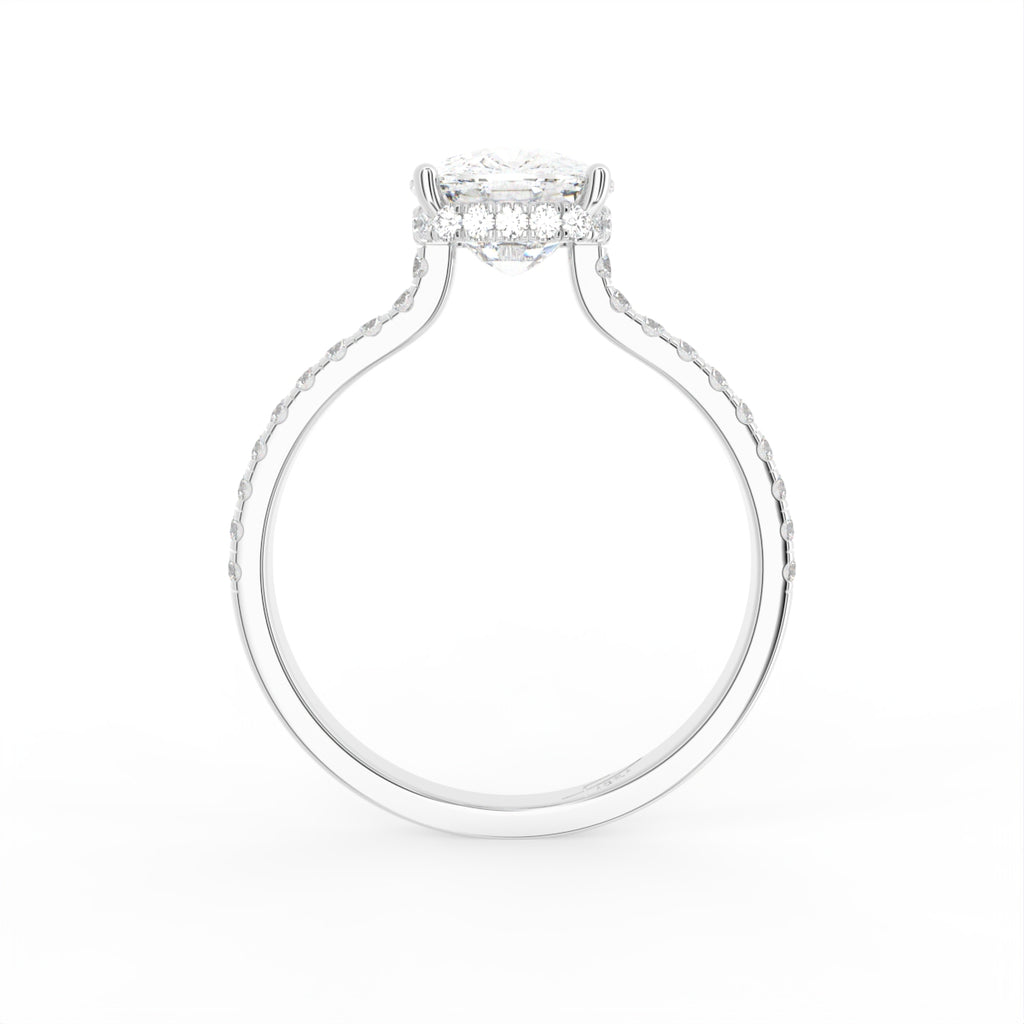 18K Shoulder Set Emerald Diamond Engagement Ring — FRONT