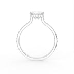 18K Shoulder Set Emerald Diamond Engagement Ring — FRONT