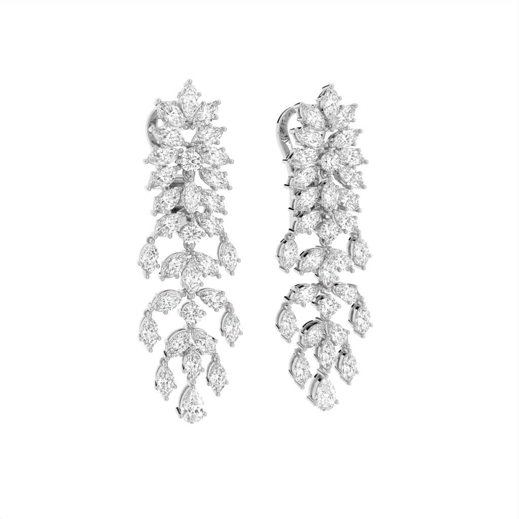 18K Bespoke Chandelier Diamond Earrings — 3D VIEW