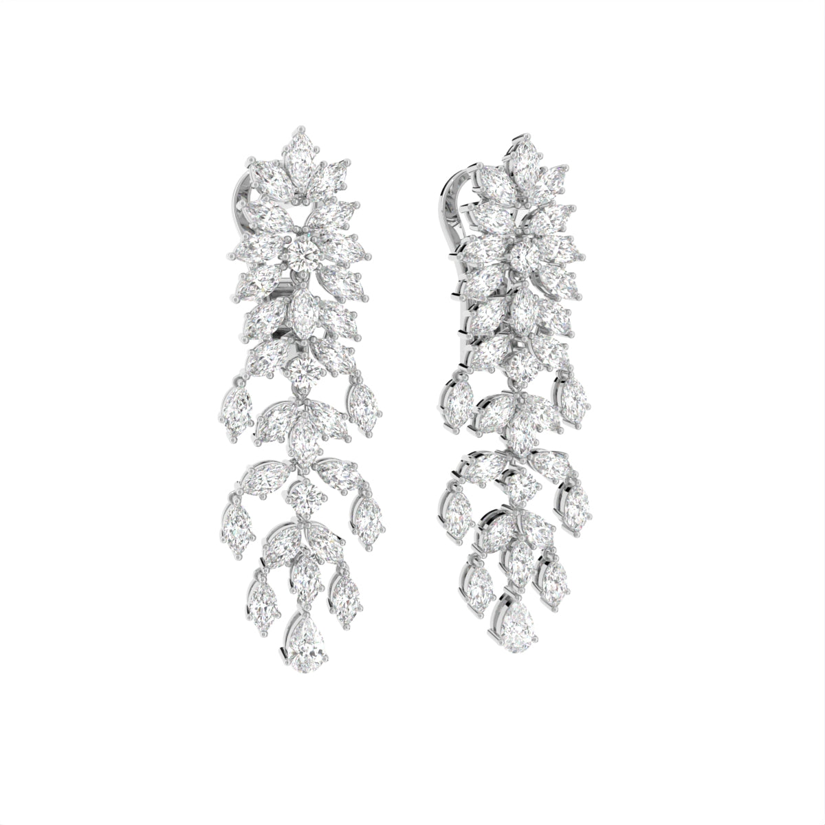 18K Bespoke Chandelier Diamond Earrings — 3D VIEW